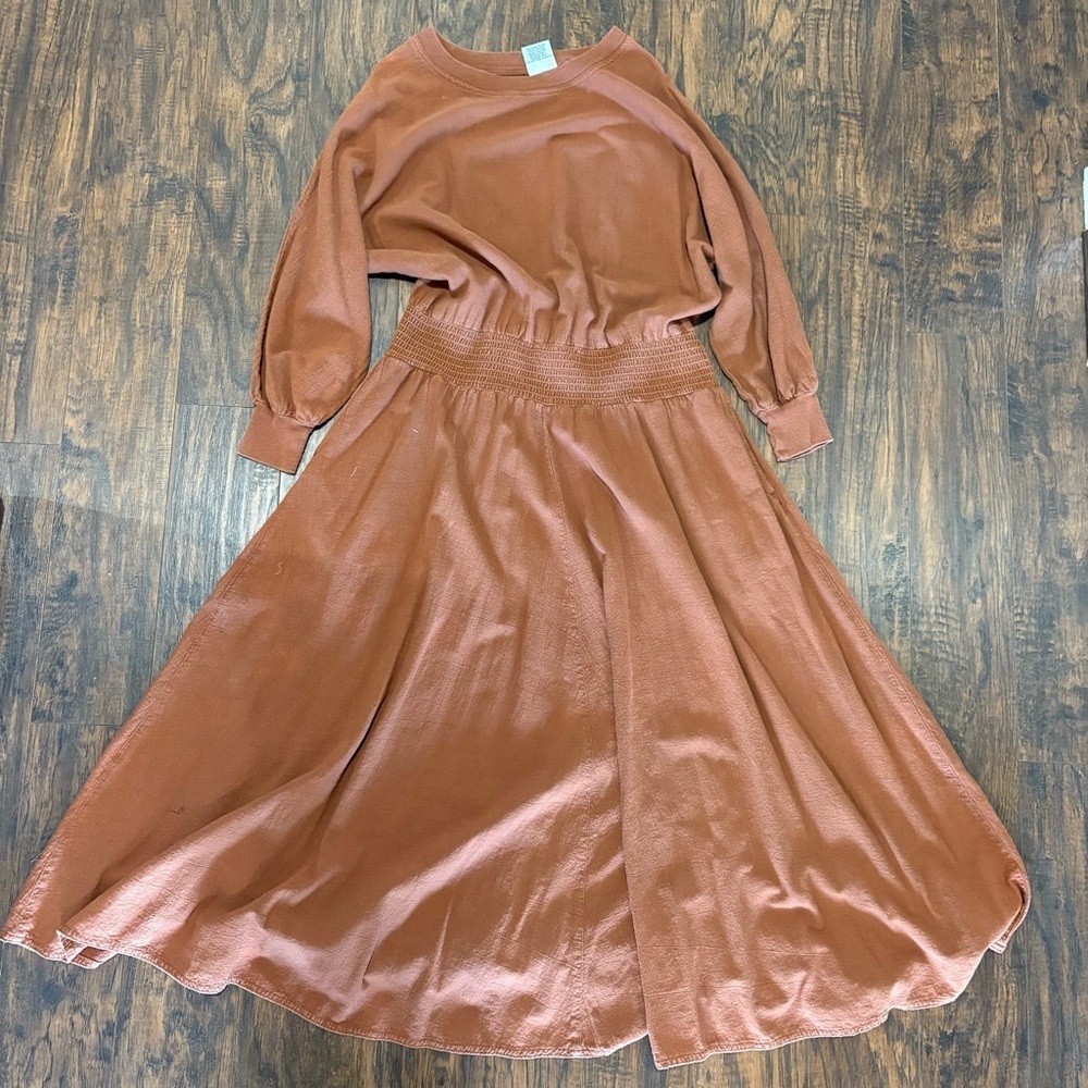 Vintage Color Me Cotton Maxi Dress – Rust Brown – Cotton – Fits Like L - Picture 3 of 11